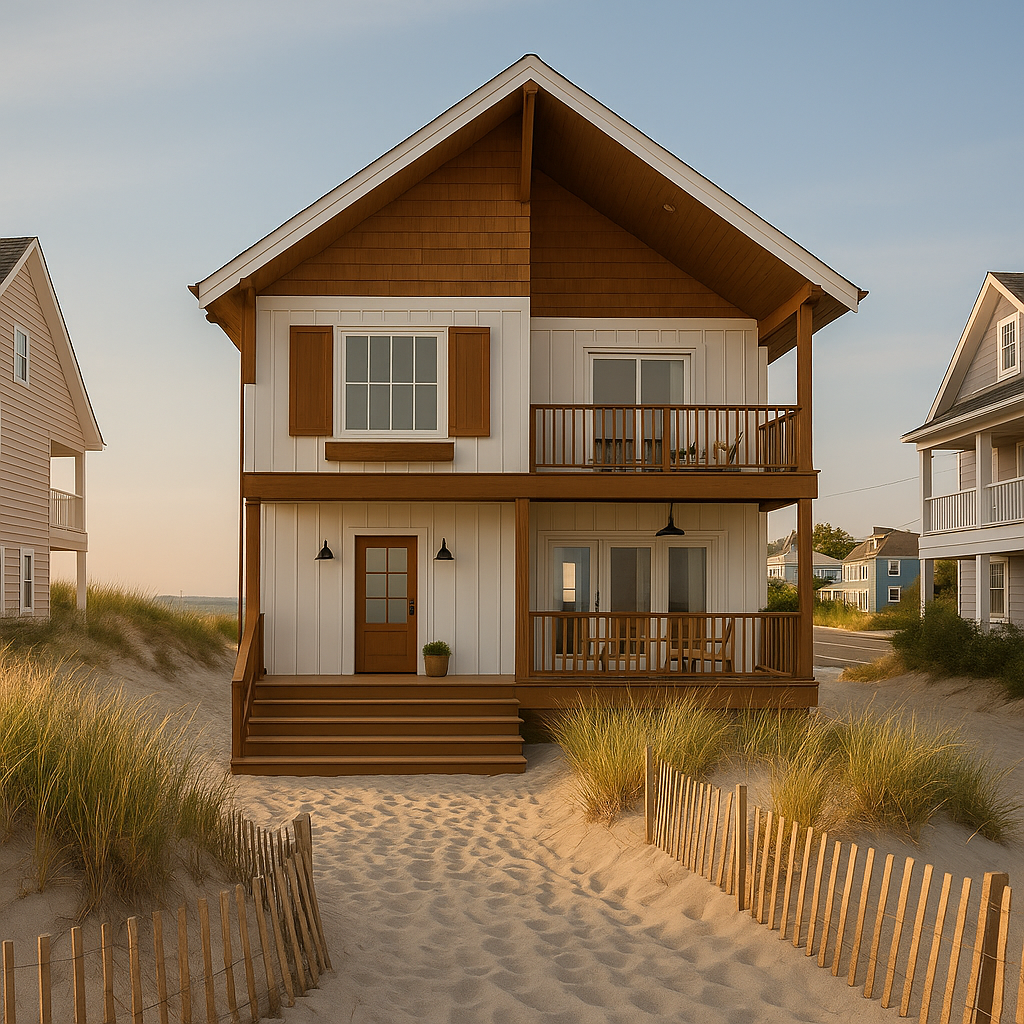 3D rendering of a beach home designed by Paragon Home Plans